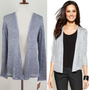 NWT Ellen Tracy Metallic Sequin Cardigan